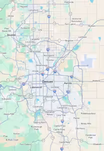 Map of Denver, Colorado area